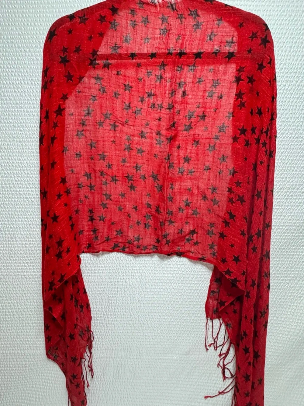 Red Star Print Lightweight Scarf